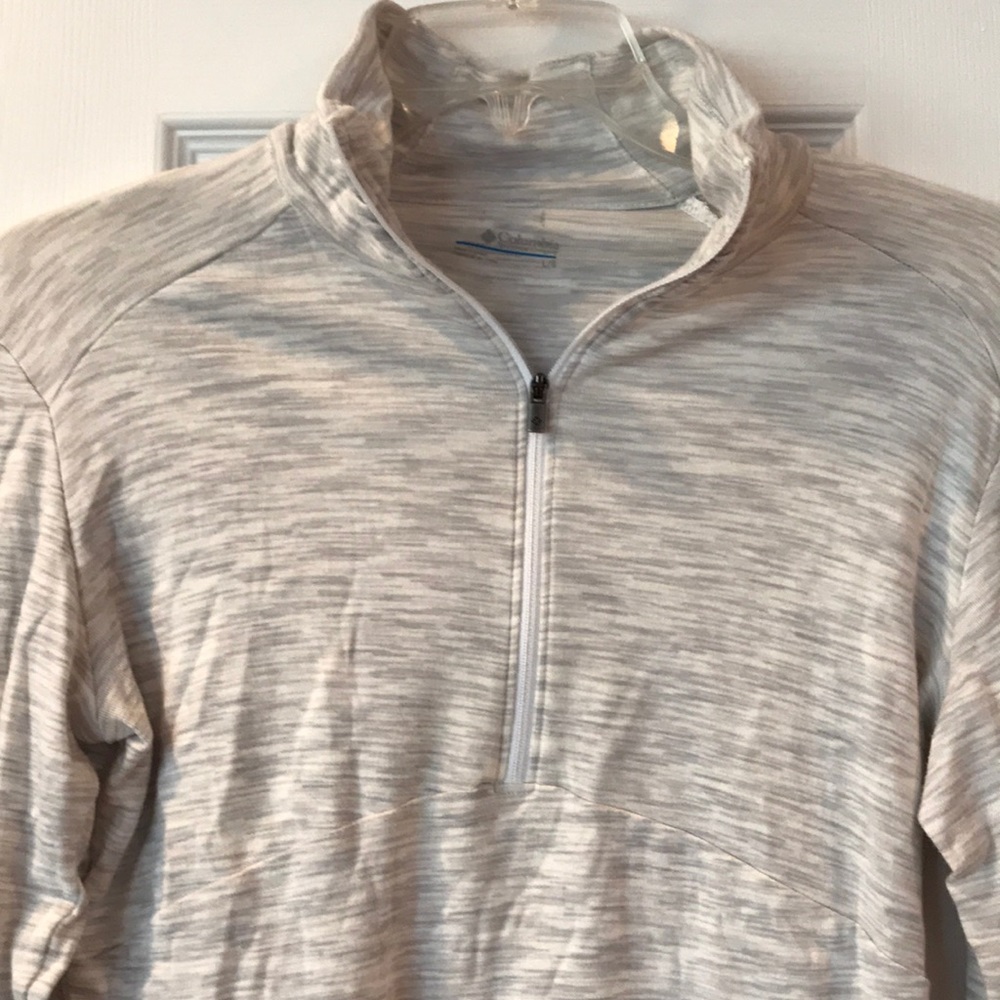 ☁️Columbia Women’s Quarter Zip Gray White Heather Long Sleeve Top - Size Large - Picture 2 of 13